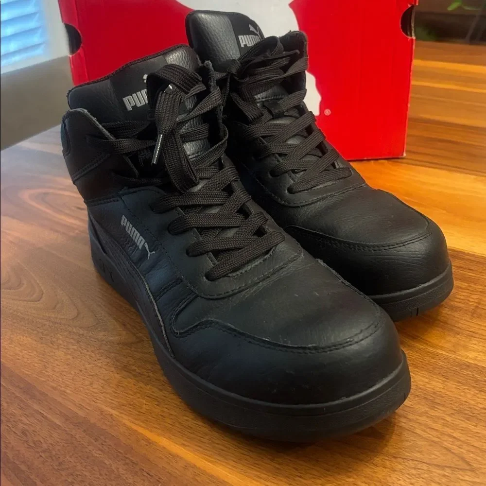Puma Black Front Court Mid Safety Comp Toe Slip Resistant Size 10
